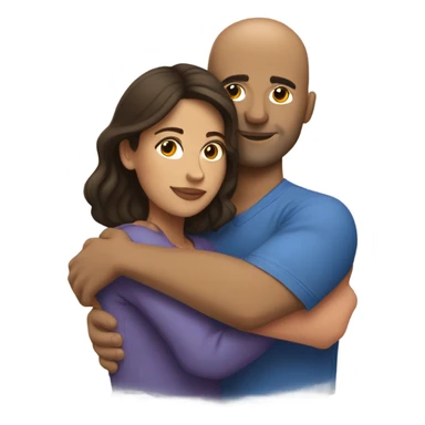Comforting hug from brunette Puerto Rican woman to shorter bald male sticker