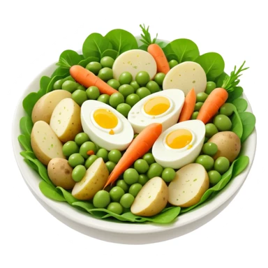 Salad community avatar in clean style illustration. Classic salads like Olivier, Greek or Tashkent, vibrant greens and colorful ingredients, simple shapes, flat design, high contrast, fresh and inviting. sticker