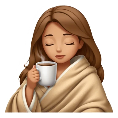 girl inside a blanket sipping coffee eyes closed sticker