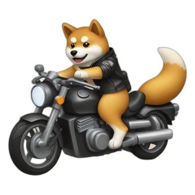 shiba inu driving a motobike sticker