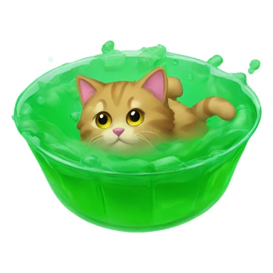 A cat flying through green jello who is super fluffy sticker