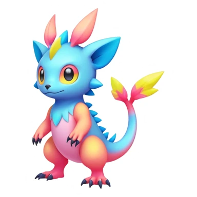 lush pastel-bright-vibrant warm-colored modern colorful neon-colored Fakémon-Digimon-Fionbri-Trico-creature (full body) sticker