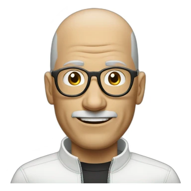 Steve job no hair wearing specs riding bike sticker