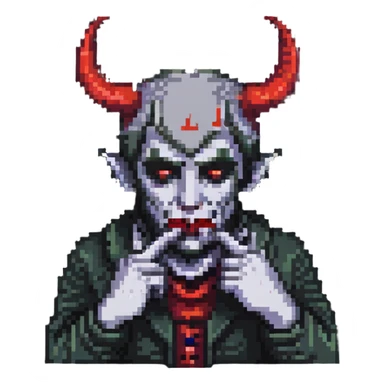 devil making a be quiet gesture, finger to lips sticker