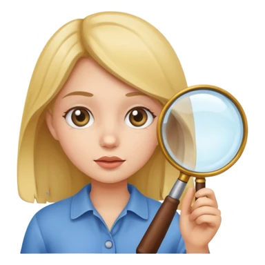 a girl using a magnifying glass sticker
