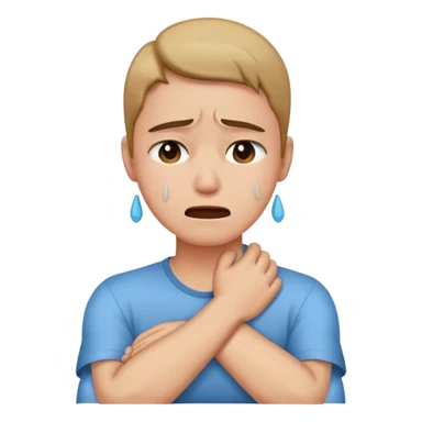 arms crossed holding neck while crying sticker