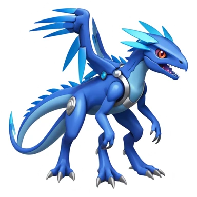 Shiny Futuristic Celestial Fakemon-Pokemon-Digimon-Spectrobes-Raptor-fusion, full body, two legs sticker