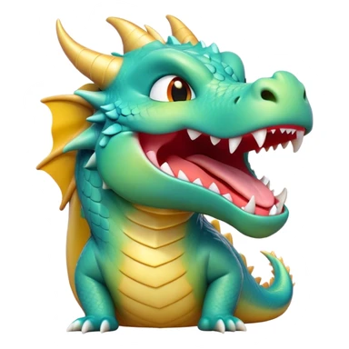 Cinematic Cute Yawning Dragon Portrait Emoji, Head tilted slightly with a dramatic, wide-open yawn, showcasing a soft, lustrous scaled body with gently drooping fins and half-closed, drowsy eyes, each scale rendered in exquisite detail under natural light; high shine, relaxed yet expressive, styled with a dash of fantastical charm, soft glowing outline, capturing the essence of a sleepy yet affectionate dragon that appears ready to stretch out and rest in its enchanted lair! sticker