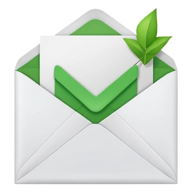 white envelop with a letter and green checked checkbox inside sticker