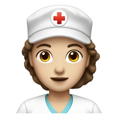 female nurse with brown hair, white skin sticker