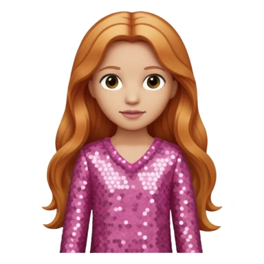 Carrie White with light skin, long reddish blonde hair, pink sequin outfit sticker