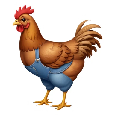 chicken wearing blue jeans anatomically correct no straps  sticker
