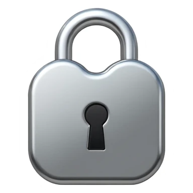 Minimalistic metallic lock emoji, rounded geometry, black and white reflective surfaces, flat clean futuristic icon
 sticker