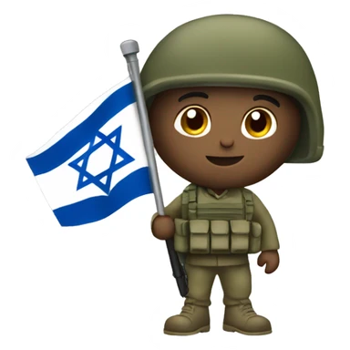 An Israel Defense Forces soldier holding an Israeli flag sticker