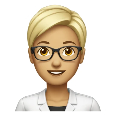 female Teacher with file glasses blonde pixie haircut sticker