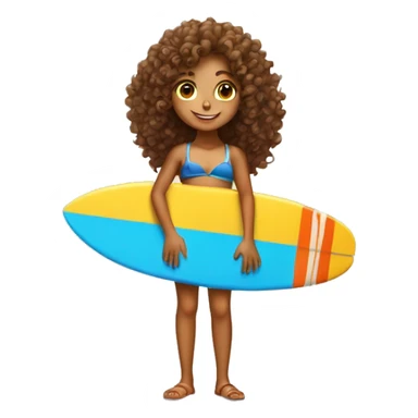 Curly haired tanned girl holding a surfboard sticker