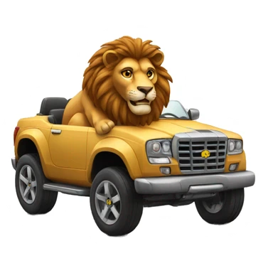 Muscular lion driving car sticker