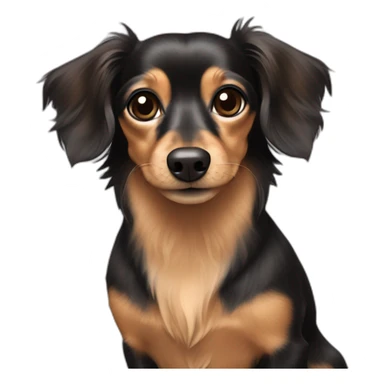 Long hair dachshund Chihuahua mix with balck & dark brown hair sticker