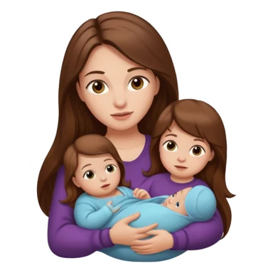 "Woman with long brown hair and fair skin holding a baby with fair skin."
 sticker