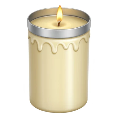 Vanilla candle – cream-colored wax in a silver tin sticker