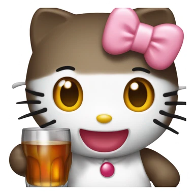 Hello Kitty, drinking Hennessy not full body sticker
