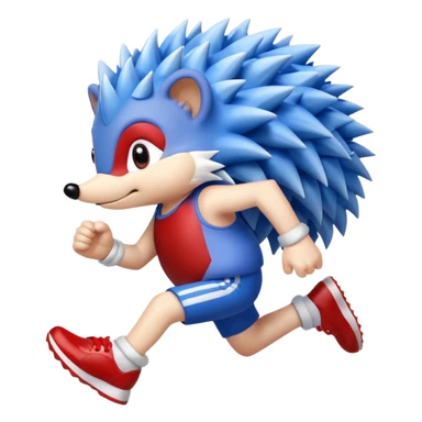 blue hedgehog with red and white shoes running pose sticker