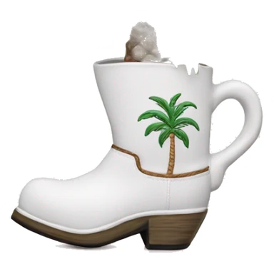 White cowgirl boot vase with palm tree  sticker