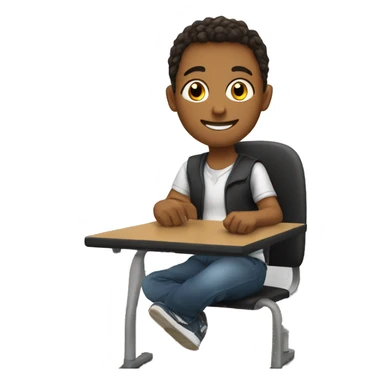 student sitting at desk and  raises leg instead of hand  sticker