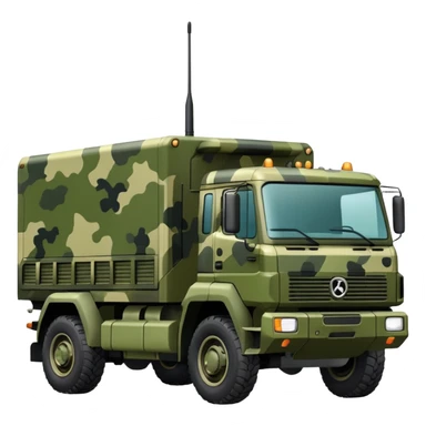 A truck in camouflage green with a realistic electronic warfare system sticker