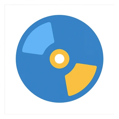 modern icon style CD disk in blue and orange colors sticker