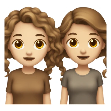 Two girls with white skin hugging each other one has wavy brown hair and the other has straight brown hair sticker