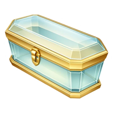 A delicate glass coffin with golden trim. Soft light reflects off the glass, adding an ethereal, fairy-tale glow sticker