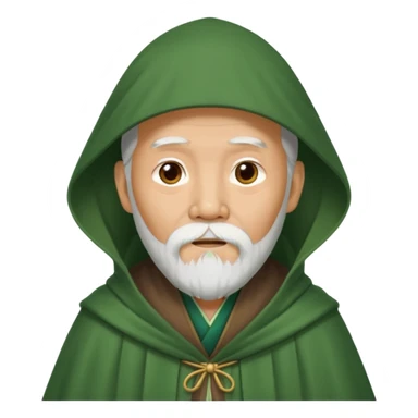 chinese old man bearded with green cloak sticker