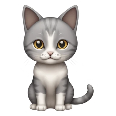 full body small short hair dark grey and white cat sticker
