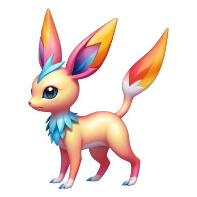 Colorful Shiny Exotic Victini-Salandit-Aurorus-Sylveon-Fakémon-hybrid-creature (full body)  sticker