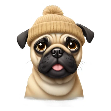 Fawn pug wearing beanie sticker