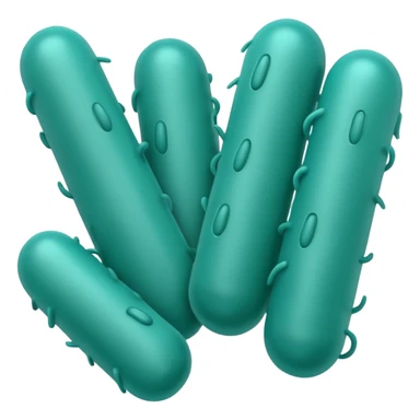 Multiple Lactobacillus bacteria emojis, thick rod shape, teal green, soft fibrous texture, clean ingredient icon style
 sticker