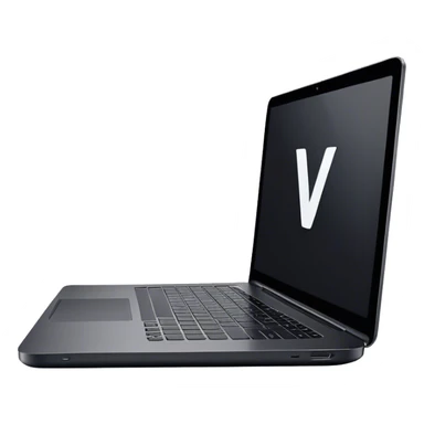 A laptop from the side in the 'V' letter shape sticker