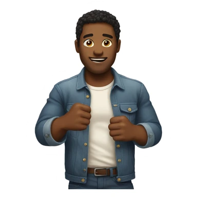 A guy with fistbump on his chest sticker