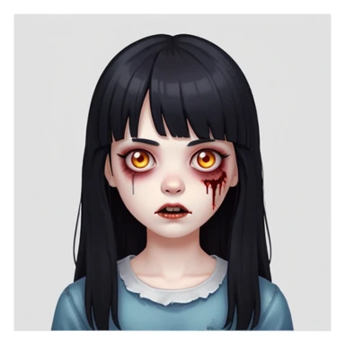 zombie girl with bangs and long black hair sticker