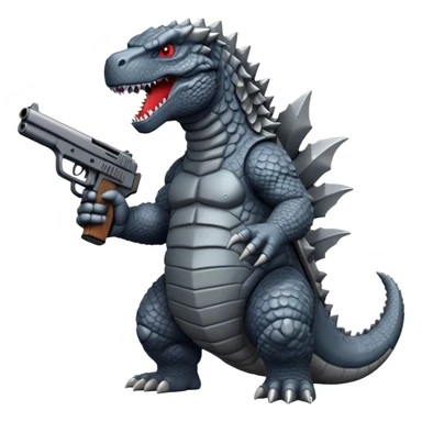 Godzilla whit a gun sticker