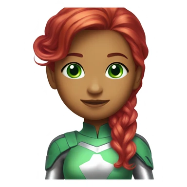 dc comics starfire red hair; purple silver spacesuit; jade green eyes sticker
