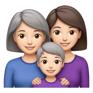 A mum with short Gray hair and her two adult daughters with brown hair sticker