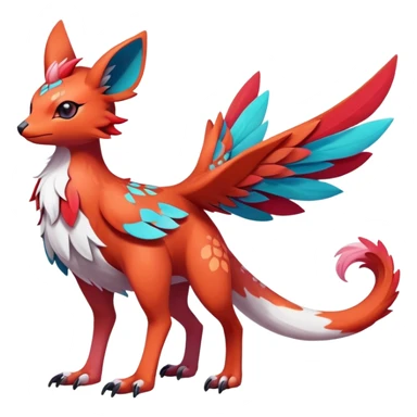 cool exotic Falvie-Fionbri-fantasy-creature-Fakémon-Pokémon, full body, with markings sticker