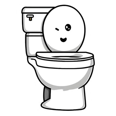 Toilet with a human head visible inside the bowl sticker