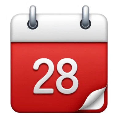 calendar with number 28 red top sticker
