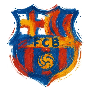 Barcelona football team logo, abstract and artistic, unique and creative representation of the team, vibrant colors and dynamic shapes sticker