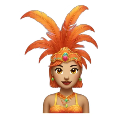 female carnival mandarin with feathers sticker