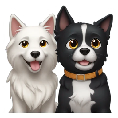 happy black dog next to a calico cat sticker