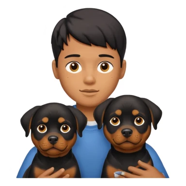 A boy with his rottweiler  sticker